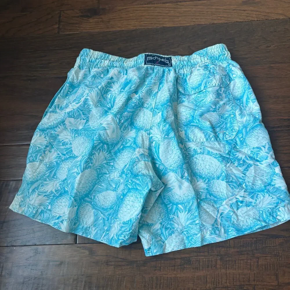 Michael’s Men’s‎ Pineapple Swim Shorts Blue Size M Bathing Suit